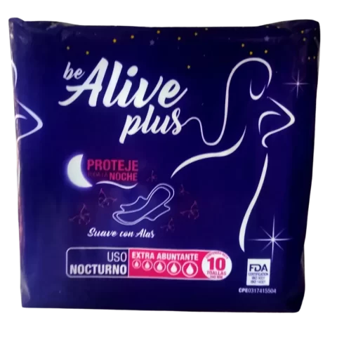 Toallas Sanitarias Alive Plus Noche 10und