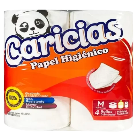 Papel Higienico Caricias 300 hojas 4 Rollos