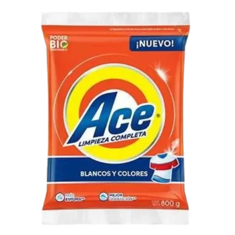 Detergente en Polvo Ace 800gr