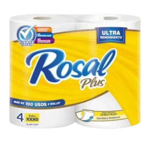 Papel Higienico Rosal 600 hojas 4 Rollos
