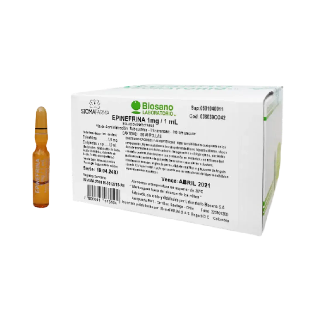 Adrenalina Biosano 1mg/1ml 1amp