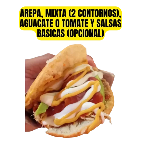 Arepa Mixta con Aguacate o Tomate