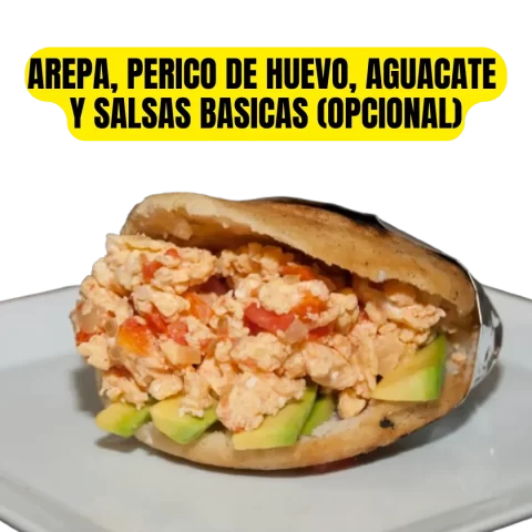 Arepa de Perico con Aguacate o Tomate